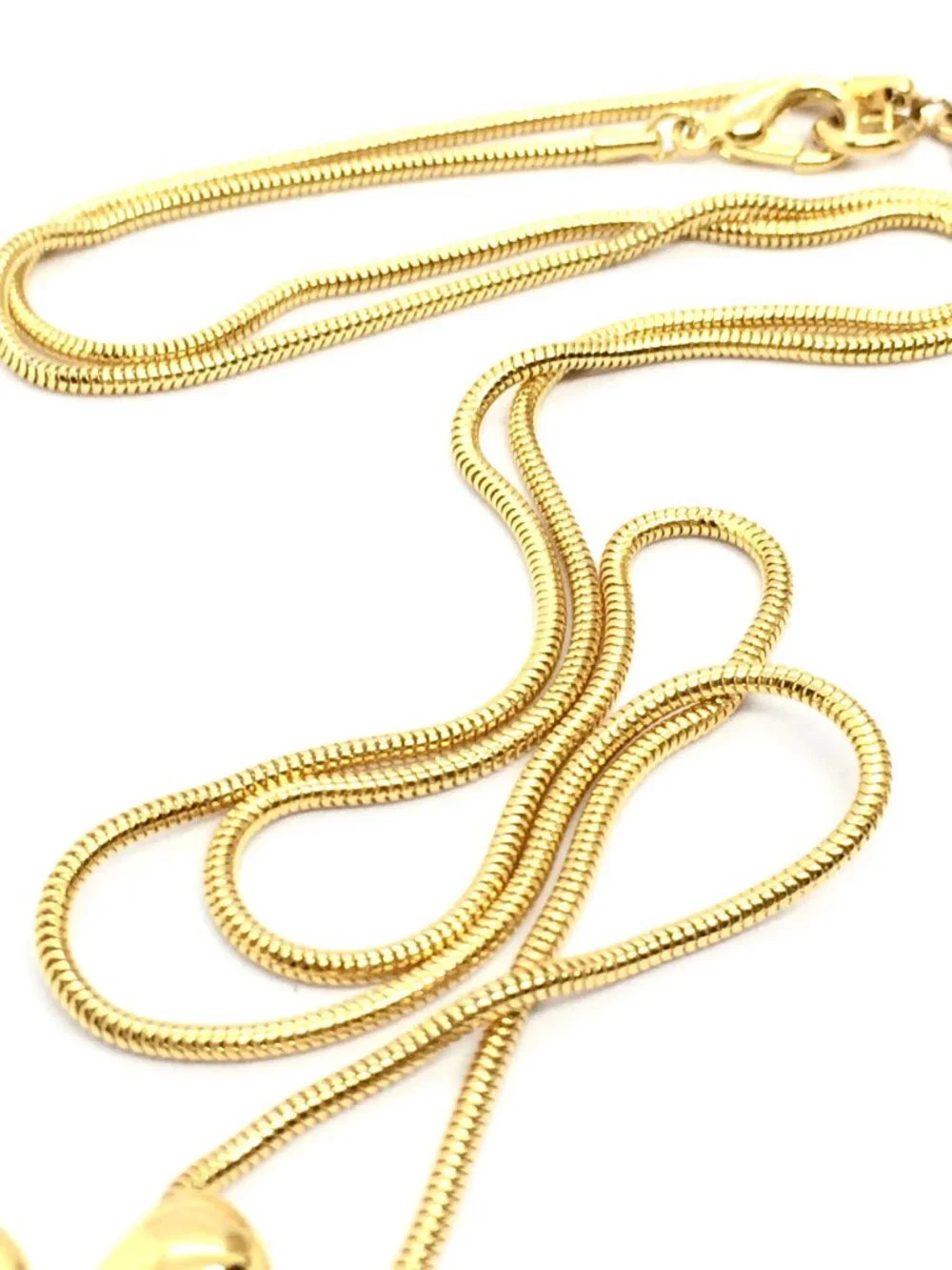VINTAGE ANNE KLEIN Necklace Gold Tone XO Pendant Long Snake Chain